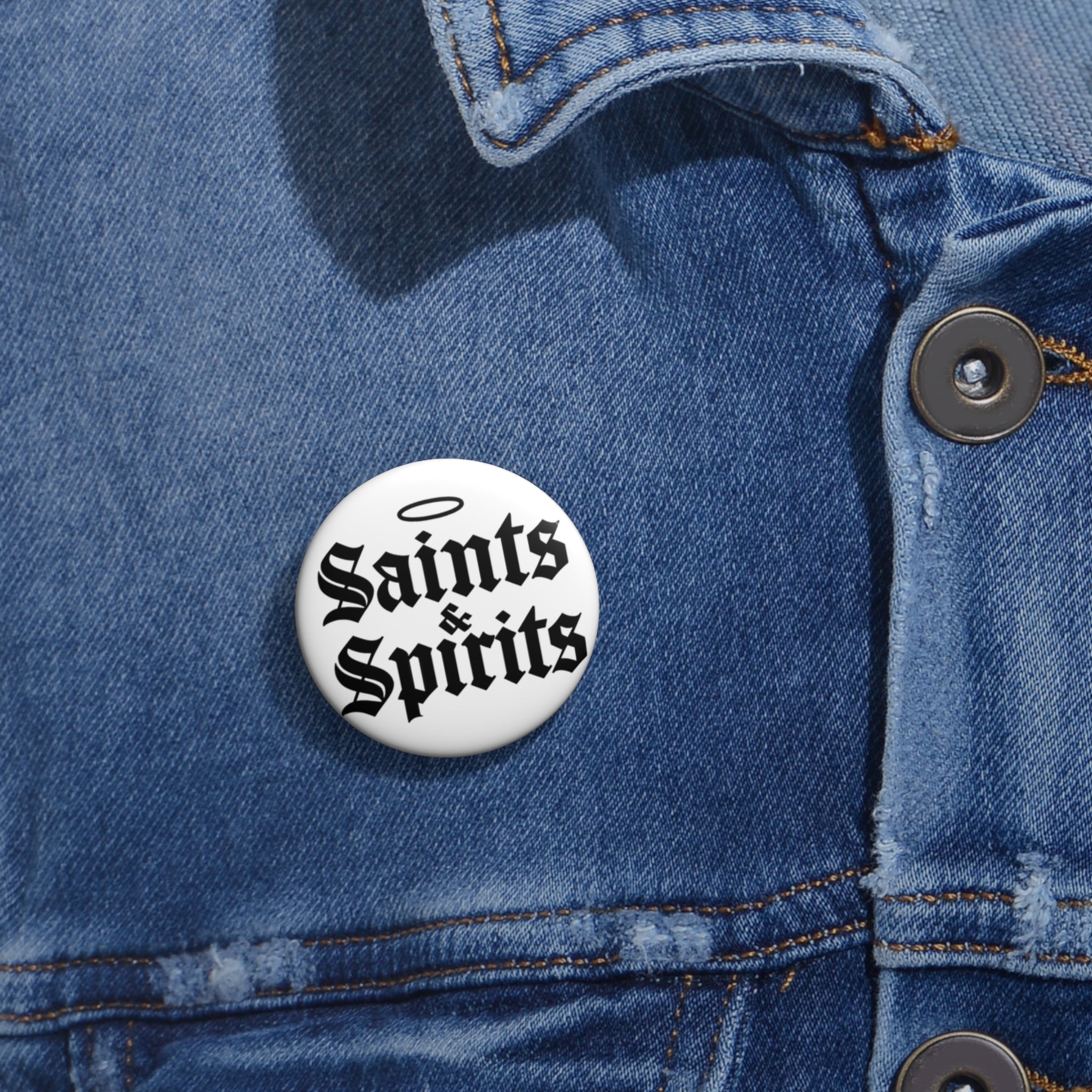 Saints & Spirits White Pin Button